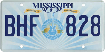 MS license plate BHF828
