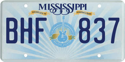 MS license plate BHF837