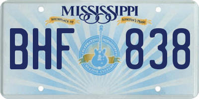 MS license plate BHF838