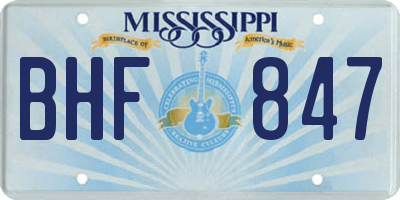 MS license plate BHF847