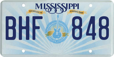 MS license plate BHF848
