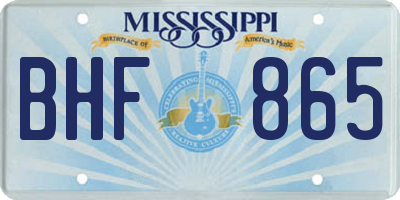 MS license plate BHF865