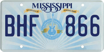 MS license plate BHF866