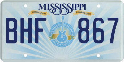 MS license plate BHF867