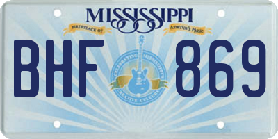 MS license plate BHF869