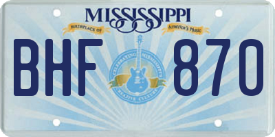 MS license plate BHF870