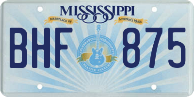 MS license plate BHF875