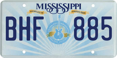 MS license plate BHF885