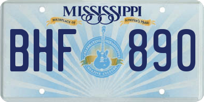 MS license plate BHF890