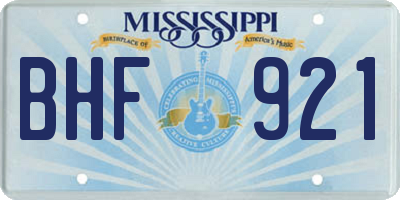 MS license plate BHF921