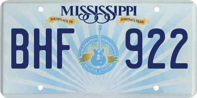 MS license plate BHF922