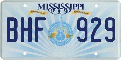 MS license plate BHF929