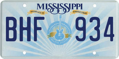 MS license plate BHF934