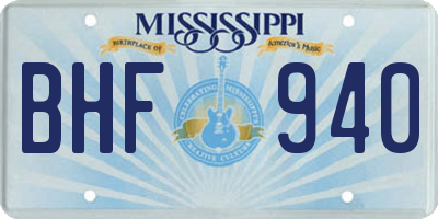 MS license plate BHF940