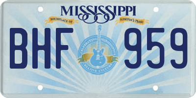 MS license plate BHF959