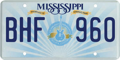 MS license plate BHF960