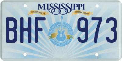 MS license plate BHF973