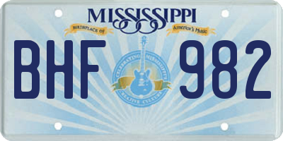 MS license plate BHF982