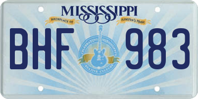 MS license plate BHF983