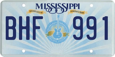 MS license plate BHF991