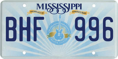 MS license plate BHF996