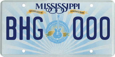 MS license plate BHG000