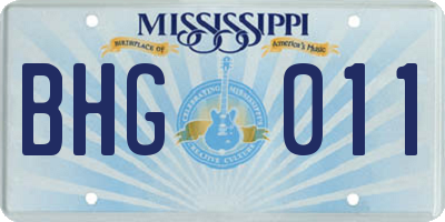 MS license plate BHG011