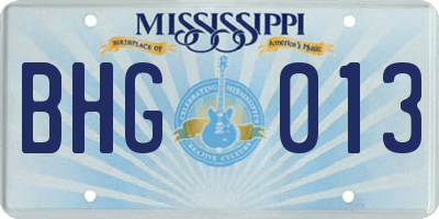 MS license plate BHG013