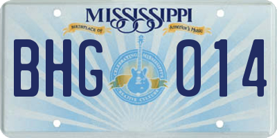 MS license plate BHG014