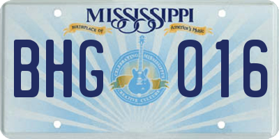 MS license plate BHG016