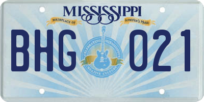 MS license plate BHG021
