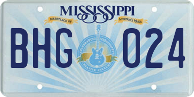 MS license plate BHG024