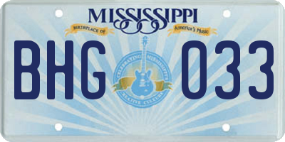 MS license plate BHG033