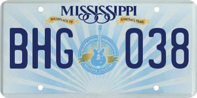 MS license plate BHG038