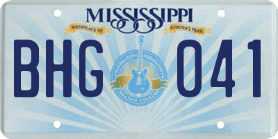 MS license plate BHG041