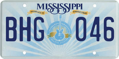 MS license plate BHG046
