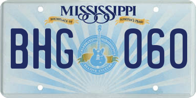 MS license plate BHG060
