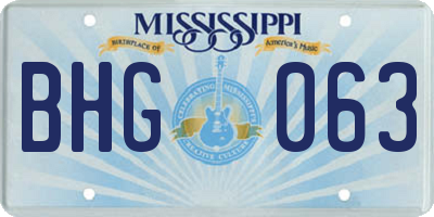 MS license plate BHG063