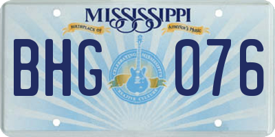 MS license plate BHG076