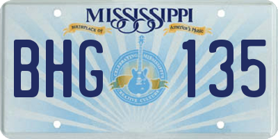 MS license plate BHG135
