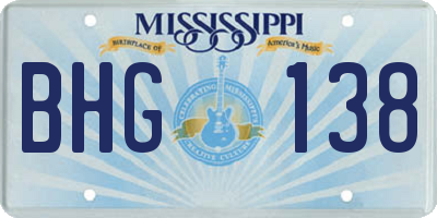 MS license plate BHG138