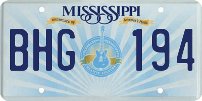 MS license plate BHG194