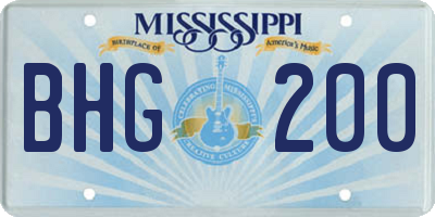 MS license plate BHG200