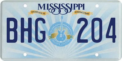 MS license plate BHG204
