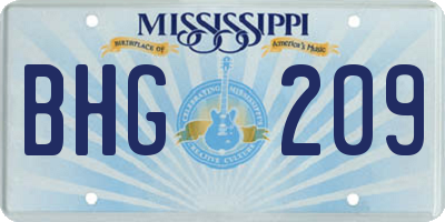 MS license plate BHG209