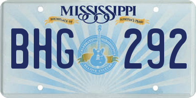 MS license plate BHG292