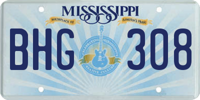 MS license plate BHG308