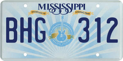 MS license plate BHG312