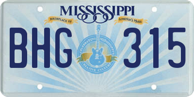 MS license plate BHG315