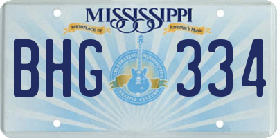 MS license plate BHG334